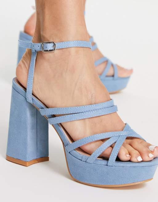sandali blu con plateau
