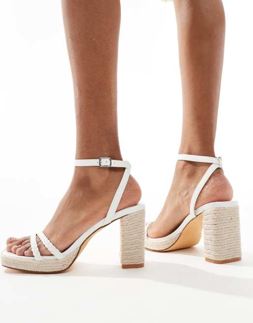 Glamorous Sandali con tacco intrecciato stile espadrilles color crema ASOS