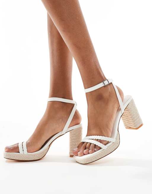 Glamorous Sandali con tacco intrecciato stile espadrilles color crema ASOS