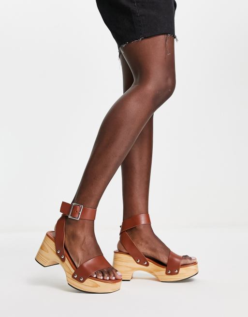 Glamorous - Sandali stile zoccolo estivi color cuoio