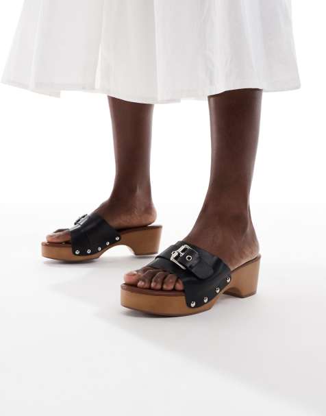 Glamorous - Sandali stile zoccolo neri con fibbia - view 1