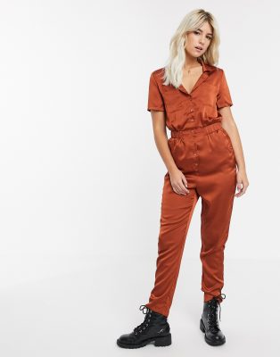 rust satin jumpsuit