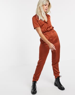 rust satin jumpsuit