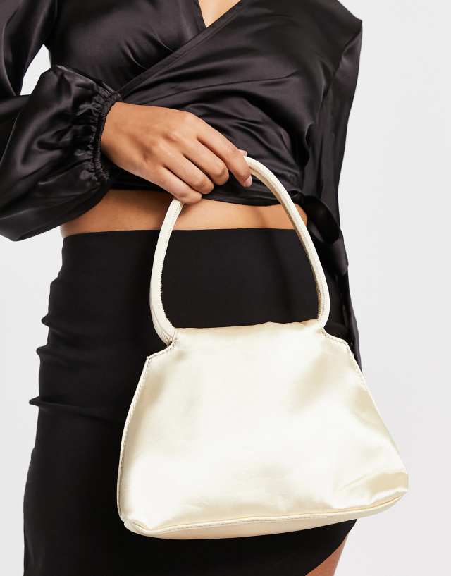 Glamorous satin mini bag in champagne