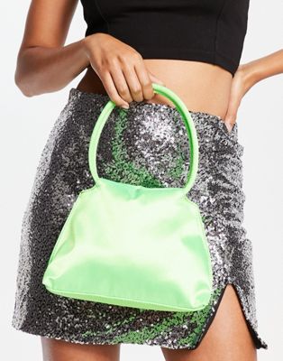Glamorous satin mini bag in lime