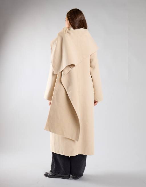 Glamorous Scarf long coat in cream, 3 of 4