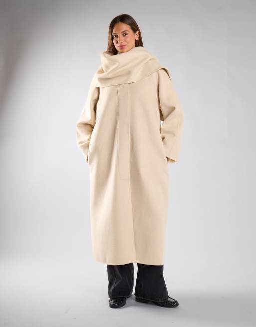 Glamorous Scarf long coat in cream, 4 of 4