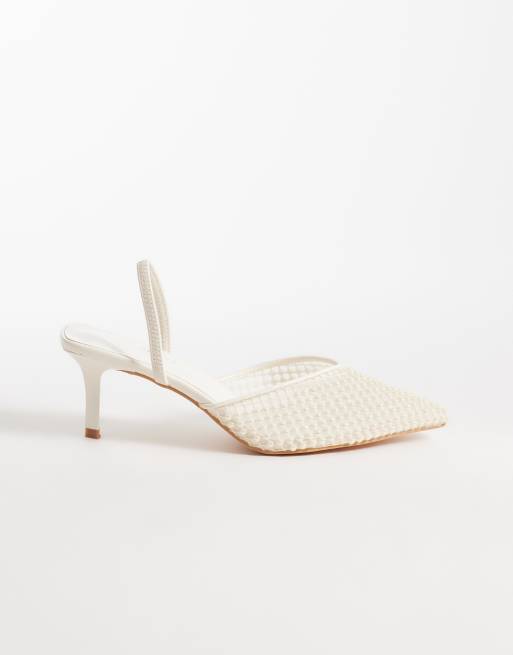 Glamorous - Scarpe color avorio con tacchetto a spillo e perle