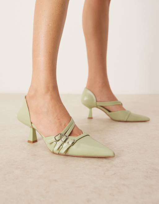 Glamorous - Scarpe color salvia con tacchetto a spillo e cinturino posteriore