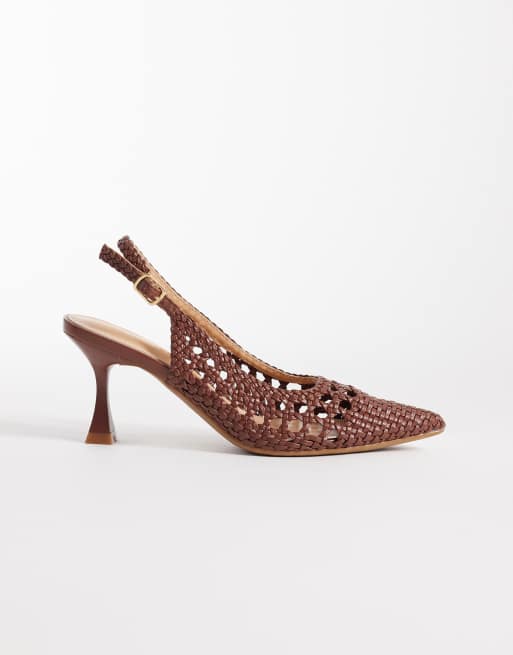 Glamorous - Scarpe con tacco e cinturino posteriore color cioccolato