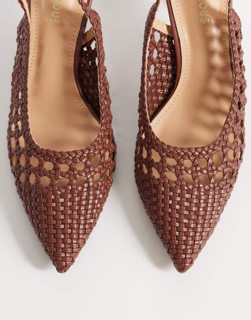 Glamorous - Scarpe con tacco e cinturino posteriore color cioccolato, 2 di 4