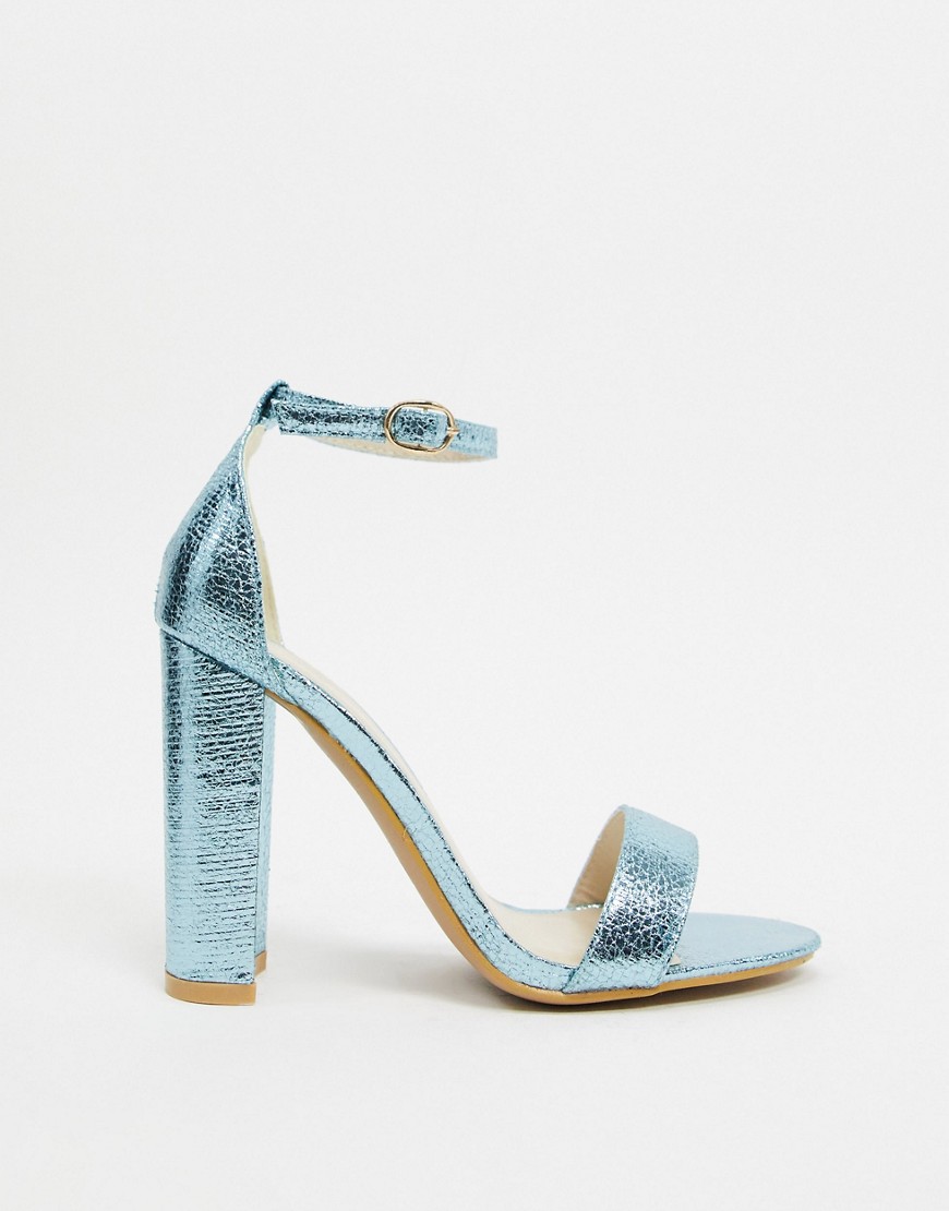 Glamorous - Scarpe minimal blu metallico con tacco largo
