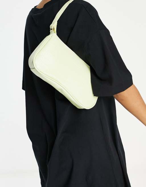Glamorous – Schultertasche in Kroko-Hellgrün