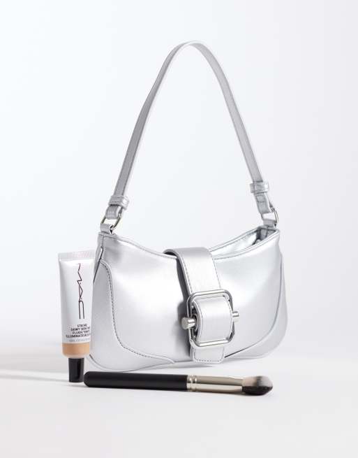Glamorous – Schultertasche in Silber mit kleiner Schnalle, 2 von 4