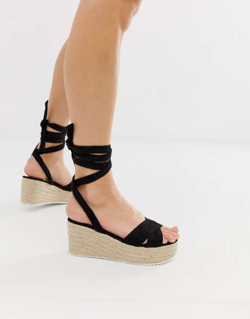 Schwarz Wedge Espadrille Sandalen Online Shop f34 F5a0f