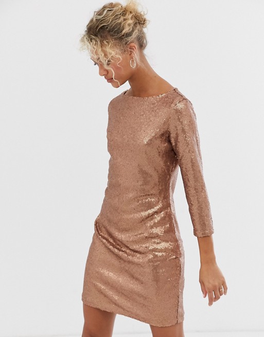 Glamorous sequin bodycon dress in bronze