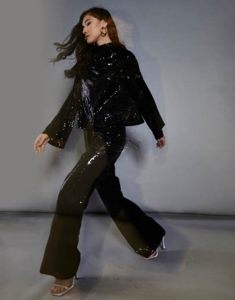 Glamorous Sequin trousers in black sequin