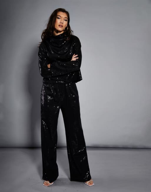 Glamorous Sequin trousers in black sequin, 4 of 4