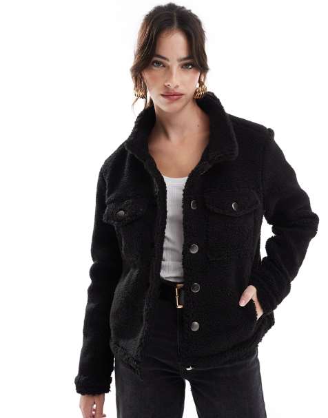 Glamorous Shearling trucker jacket in black - view 1