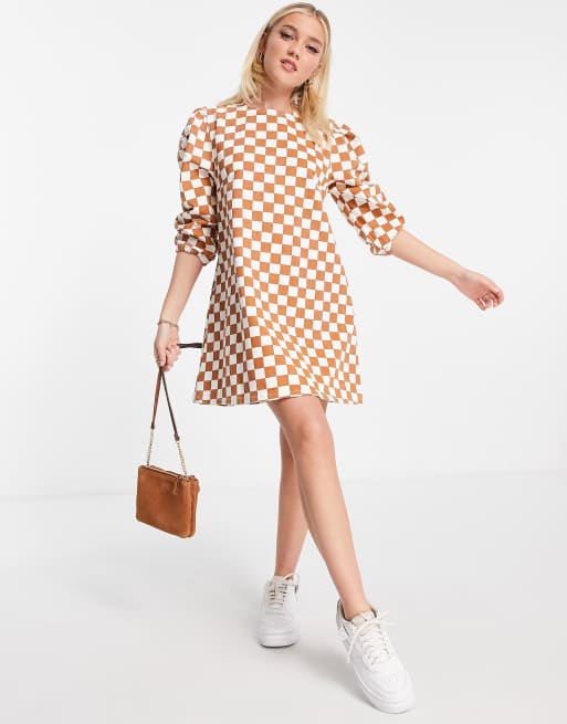 Glamorous - Shift-minikjole i skakternet denim, 3 af 4