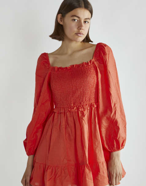 Glamorous Shirred mini dress in coral - view 1