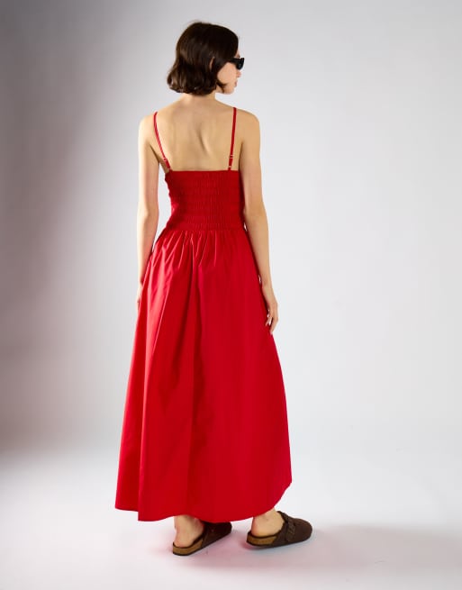 Glamorous Shirring body maxi dress in red, 2 of 4