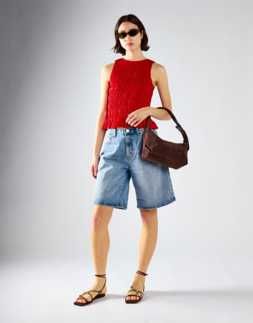 Glamorous Shirring vest top in red, 2 of 4