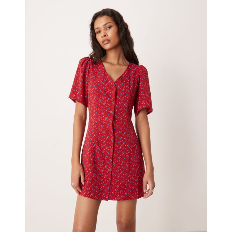 floral button down mini dress OLIVE FLORAL BUTTON DOWN MINI DRESS  Shop-Peppermint