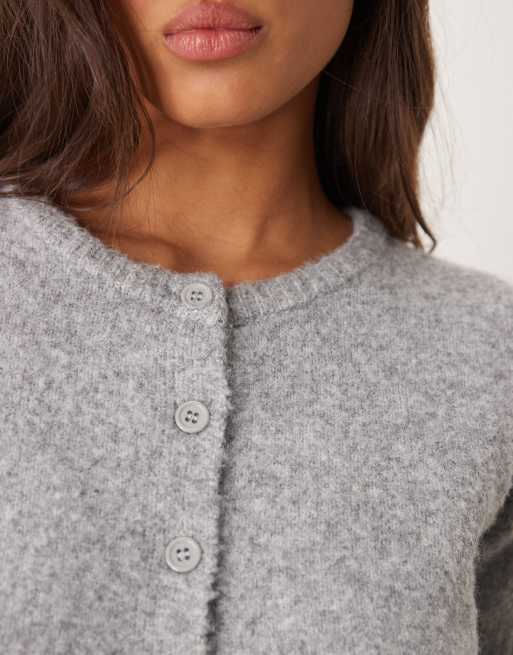 Glamorous short sleeve button up cardigan in grey