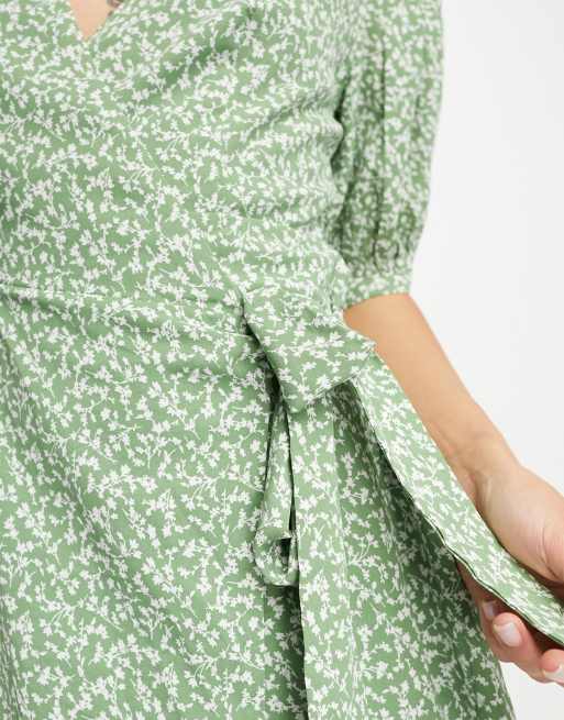 Green ditsy best sale wrap dress