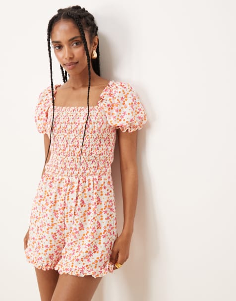 Glamorous Short sleeves playsuit in watercolour ditsy - view 1