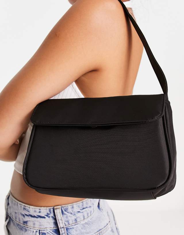 Glamorous shoulder bag in black nylon