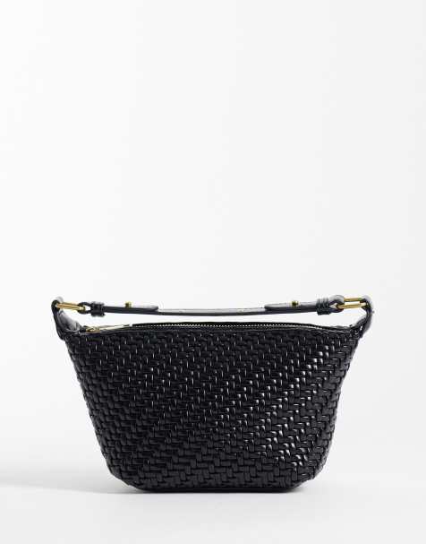 Glamorous shoulder bag in black weave - view 1