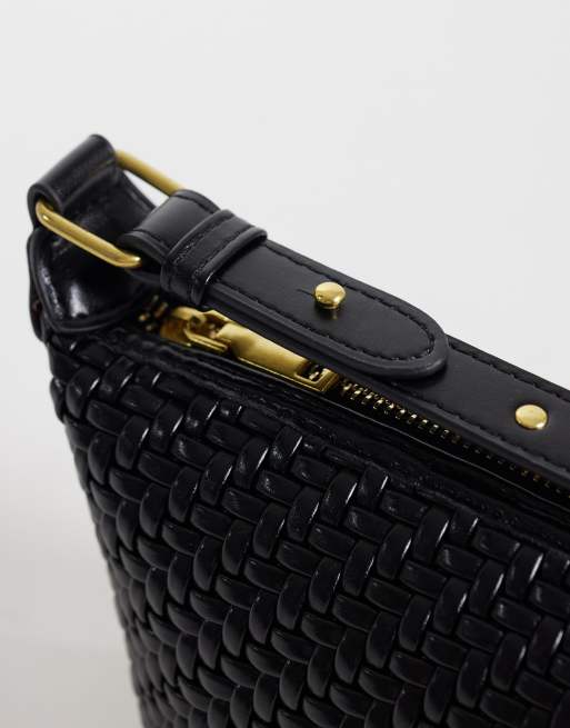 Glamorous shoulder bag in black weave, 3 of 4