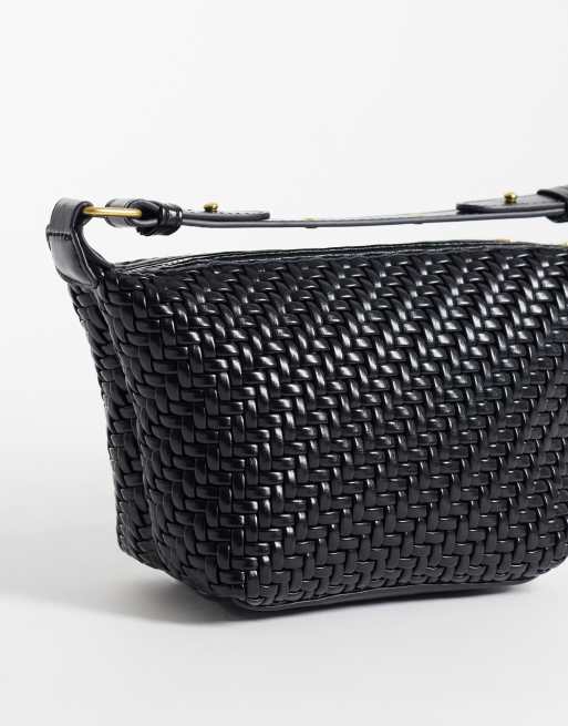 Glamorous shoulder bag in black weave, 4 of 4