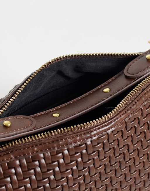 Glamorous shoulder bag in brown weave, 4 of 4