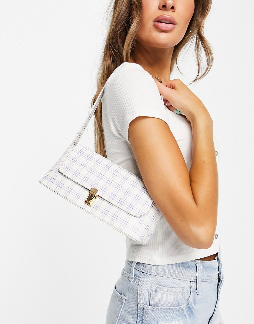 Glamorous shoulder bag with lilac gingham-Multi