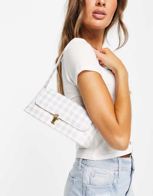 Glamorous shoulder bag with lilac gingham ASOS