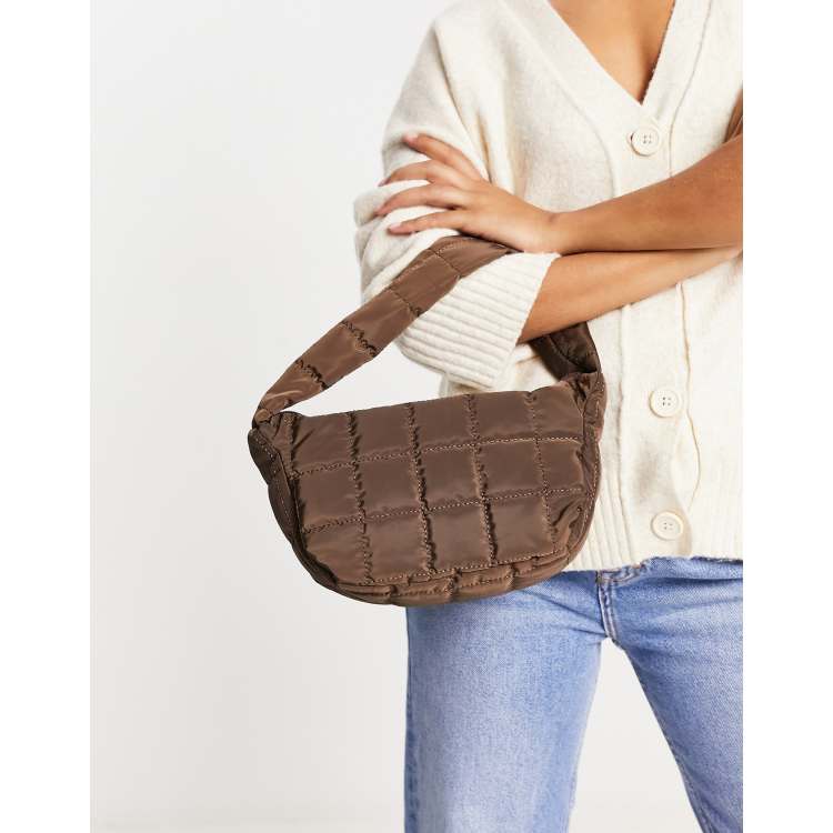 Glamorous oversized quilted shoulder bag in nylon