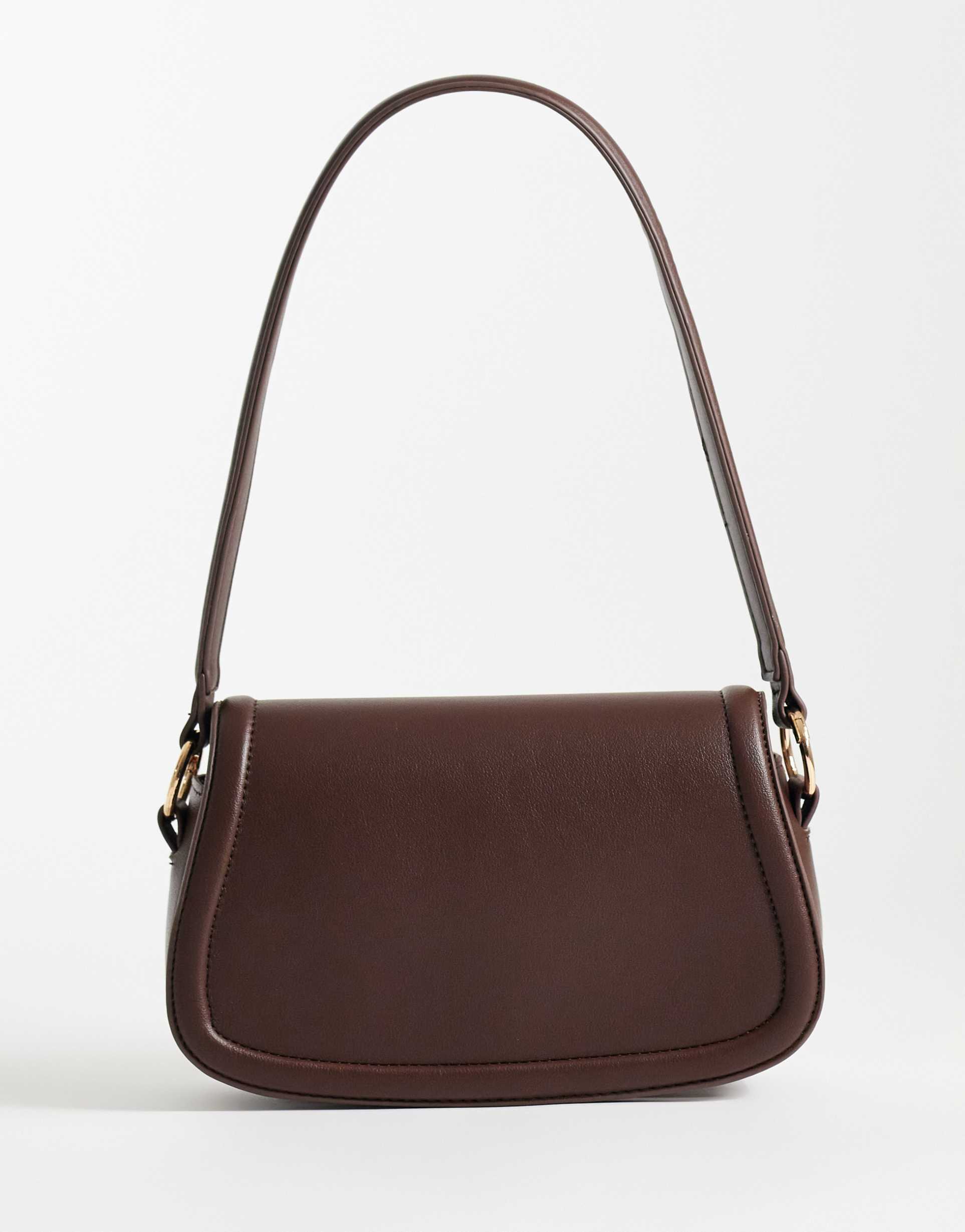glamorous shoulder saddle bag in brown