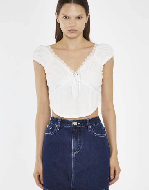 Glamorous Side split denim mini-skirt in indigo stonewash, 3 of 4