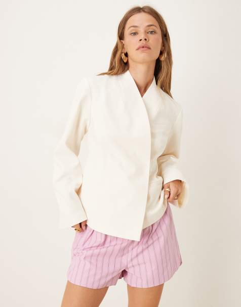 Glamorous Side split shorts in pink vertical stripe - view 1