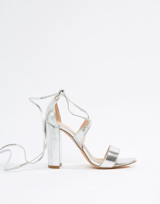 Glamorous silver block heel sandals best sale