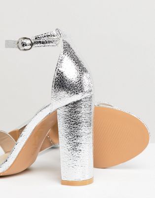 silver block heels asos