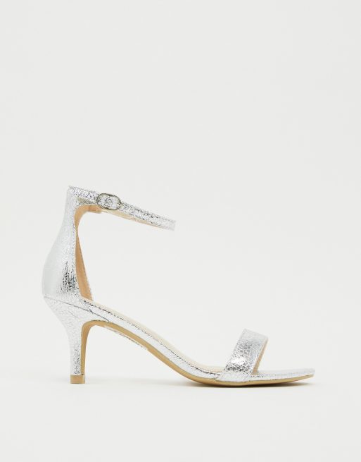 Glamorous Silver Kitten Heeled Sandals | ASOS