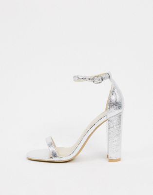 silver block heels asos