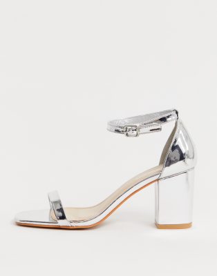 silver block heel sandal