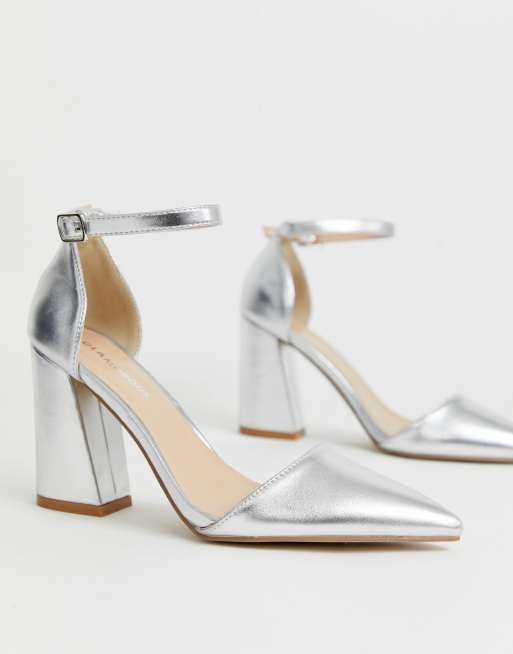 Silver metallic pointed hot sale heels