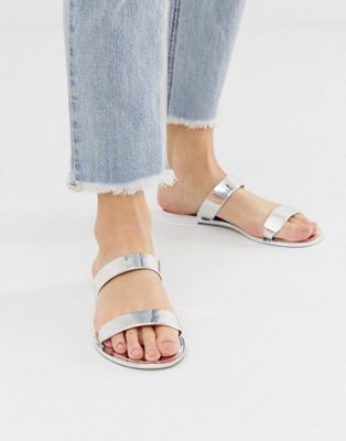 asos silver sandals flat