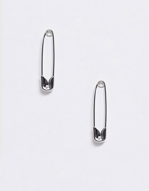 Glamorous silver safety pin earrings